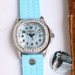 Super clone Patek Philippe Aquanaut Luce 9015 watch Turquoise Blue Baguettes Diamond -set